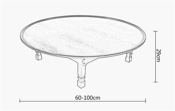 60-90cm Round Korean Coffee Table Folding Leg Asia Antique Furniture Floor Table for Dinning Traditional Living Room Wood Table
