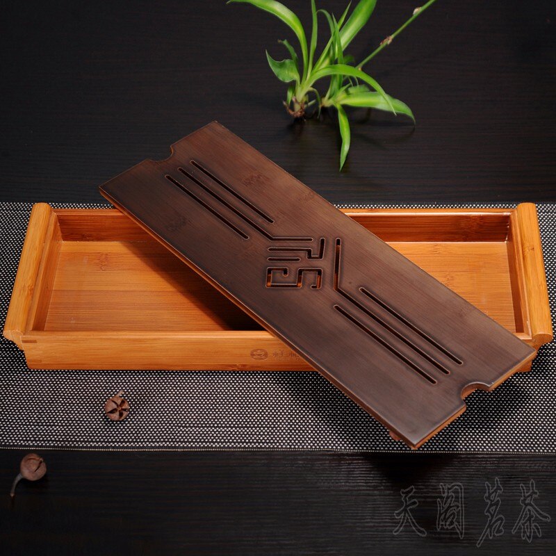 [GRANDNESS] ORIGINAL bamboo tea tray Black Tabletop Chinese Gongfu Tea Serving Bamboo Table Water Drip Tray 39*13cm