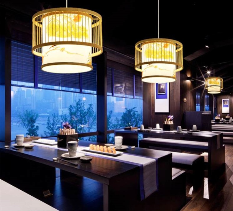 New Chinese Bamboo Pendent Lamp Japanese Pastoral lighting creative restaurant lighting tea room Individual bamboo decorative