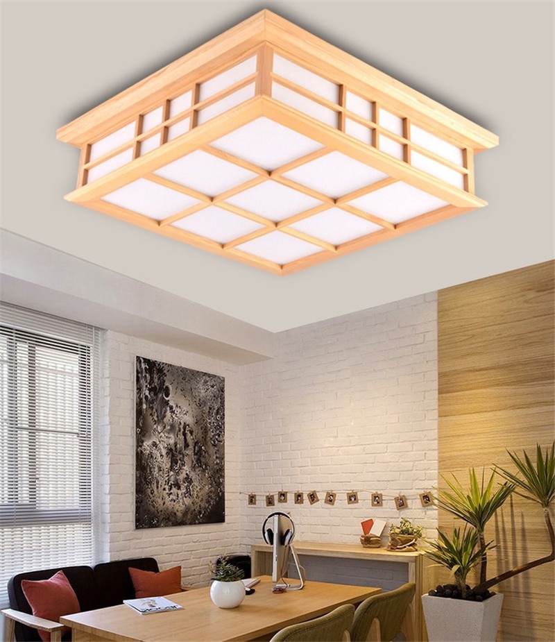 Ceiling Lights Japanese style ceiling lamp led solid wood lighting fixture tatami living room bedroom ceiling lamps