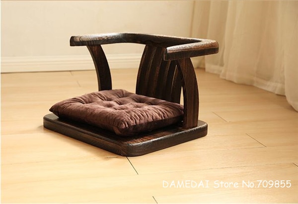 Japanese Style Solid Wood Floor Chair Armchair Tatami Meditation Zaisu Legless Chair Seating For Gaming,Reading,Watching TV