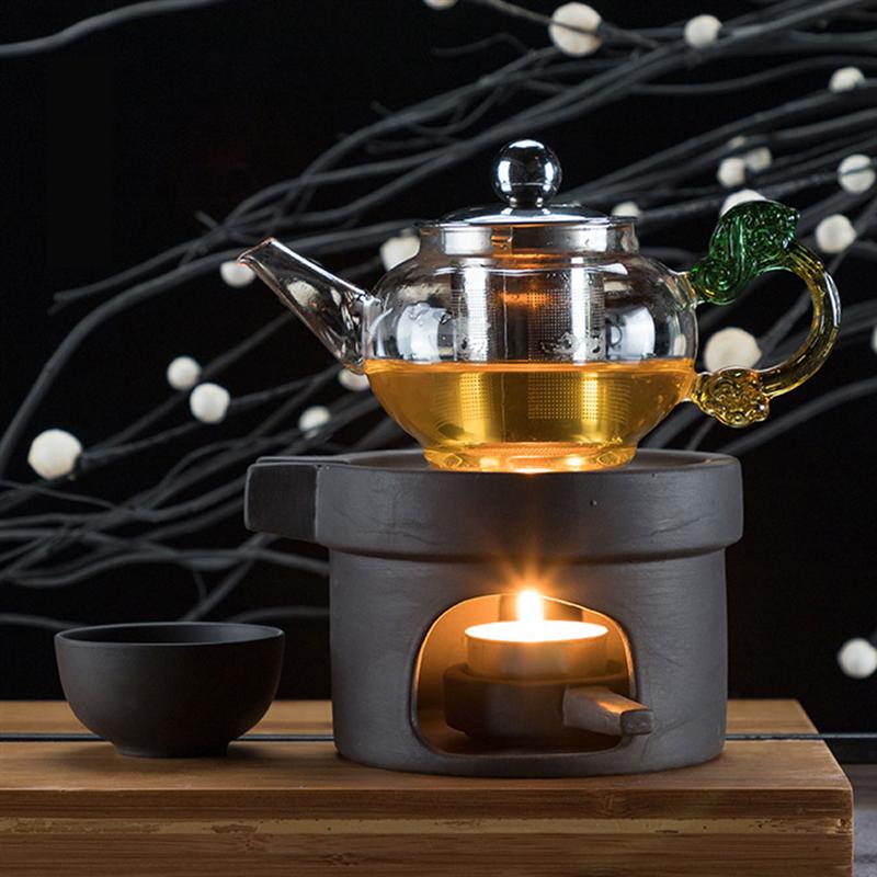 1Pc Tea Warmer Teapot Warmer Ceramic Candle Stand Tea Heater Tea Stove Warmer Candle Holder without Candle