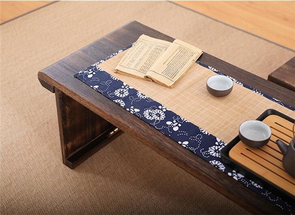 Wood Folding Table Piano Bench Asian Chinese Antique Furniture Living Room Oriental Traditional Wooden Floor Tea Table Foldable