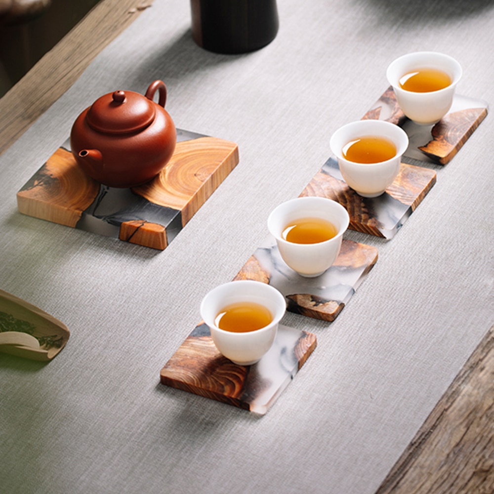 Japanese Style Wood Resin Tray For Bowl Teacup Teapot Teahouse Home Hotel Home Decoration Tray Tea Accessories