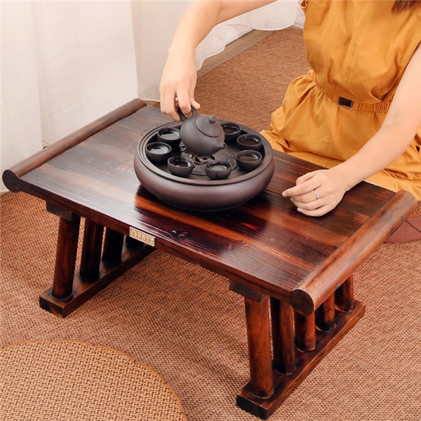 Japanese Antique Wooden Tea Table Solid Paulownia Wood Asian Furniture Living Room Traditional CHABUDAI Tea Center Tray Table