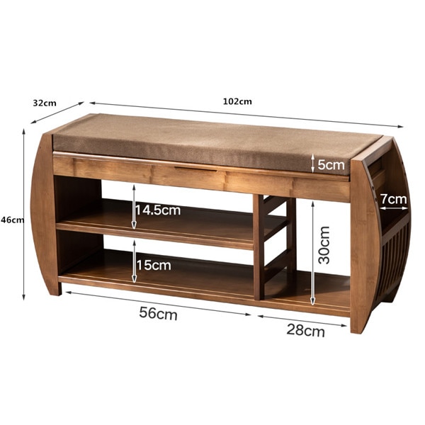 Bamboo Shoe Bench Rack W Removable Cushion Hidden Storage Compartment Side Drawer Entryway Shoe Storage Organizer Shoe Cabinet
