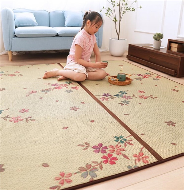 Modern Straw Rush Grass Floor Area Rug Tatami Childrens Play Carpet Kids Room Mattress Portable Oriental Toddler Crawling Carpet
