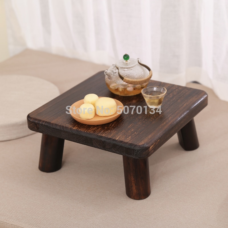 Square Wooden Tea table Antique Paulownia Wood Traditional Furniture Low Dinner Floor Side Table