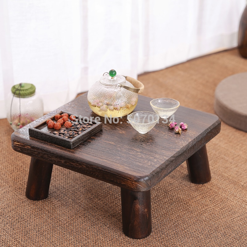 Square Wooden Tea table Antique Paulownia Wood Traditional Furniture Low Dinner Floor Side Table