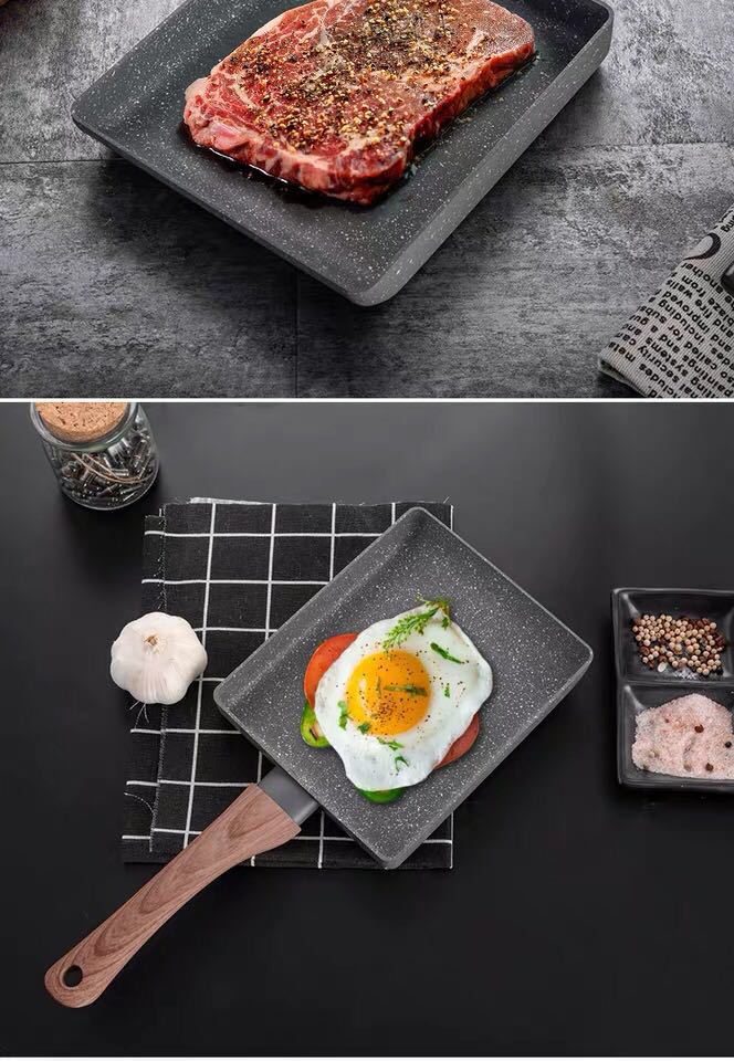 Melaleuca Coat Japanese Aluminum Alloy Tamagoyaki Omelette Pan Non-stick Frying Pan Fry Egg Pan Pancake Pot Cookware 15x18cm