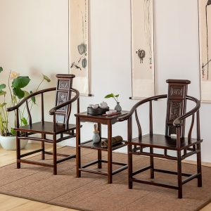 Retro High-Back Chinese Chair & Tea Table