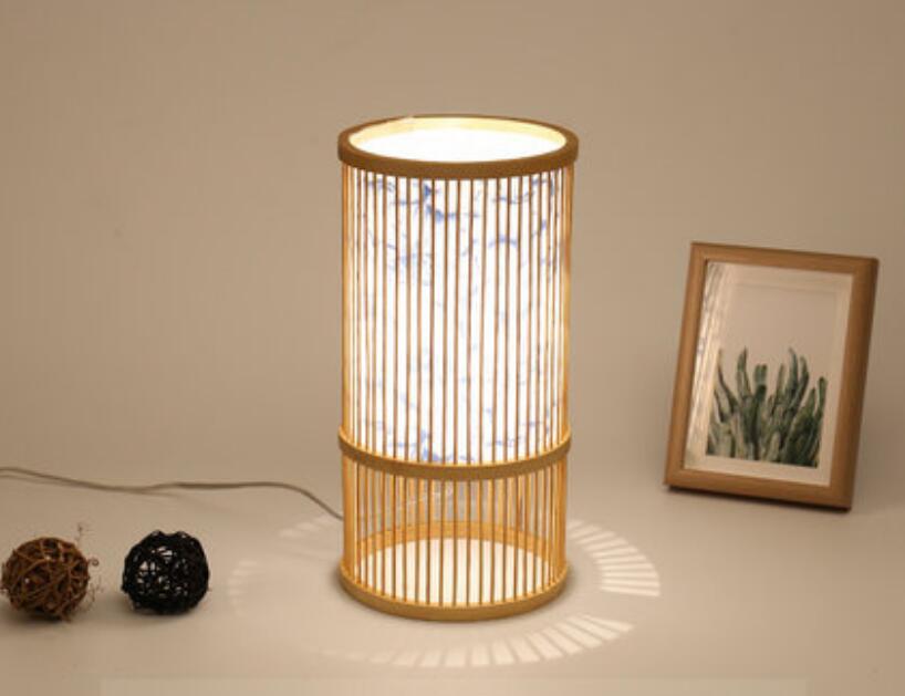 New Chinese tea room bamboo table lamp study night light bedroom warm tatami Zen bed lamp WF4161003