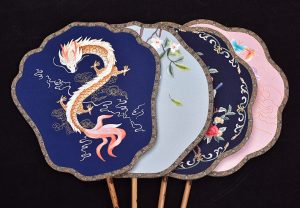 Shu Embroidered Double Sided Hand-Held Palace Fan