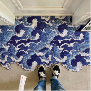 Non-Slip Japanese Sea Wave Doormat Carpet