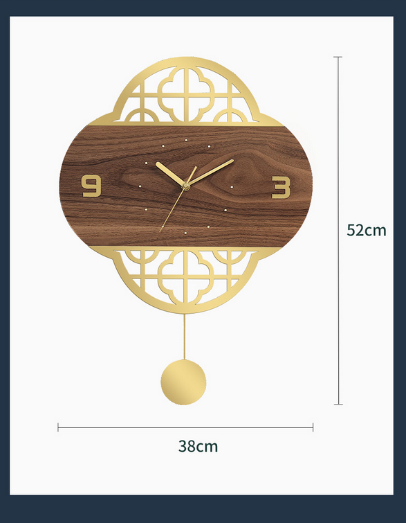 Chinese Gold & Wood Noiseless Wall Clock – Viola Shopping