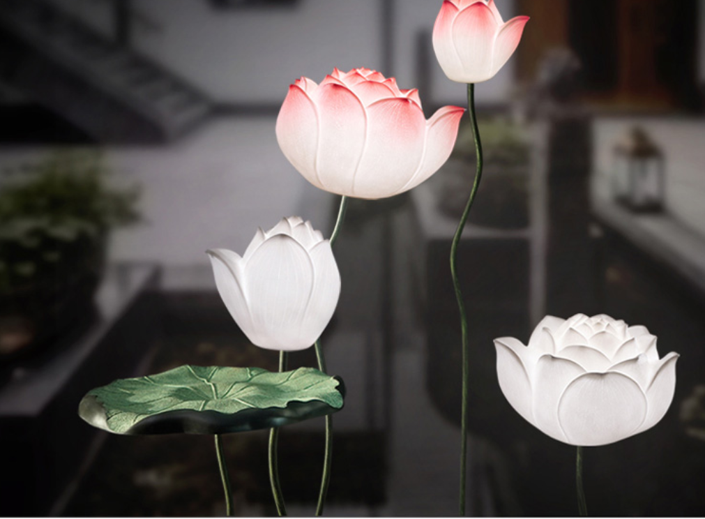 Lotus Flower And Leaves Floor Lamp Set, Lotus Floor Lamp