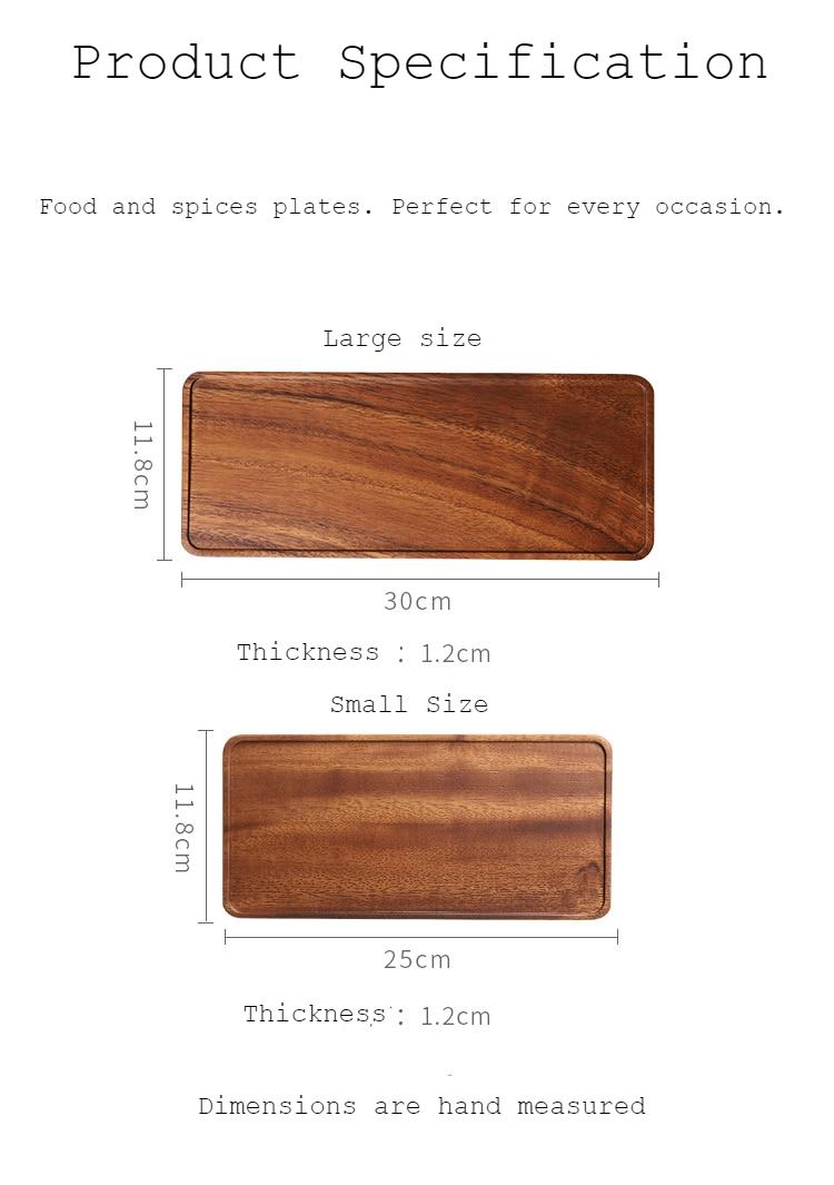 Musowood Acacia Rectangle Wooden Tea Tray Serving Table Plate Snacks Food Storage Dish for Hotel Home Serving Tray