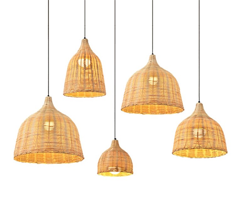 Rattan Handmade Bamboo Pendant Lights Japanese Shop Decor Hanglamp Home Decor Dining Room Loft Led Hanging Lamp E27