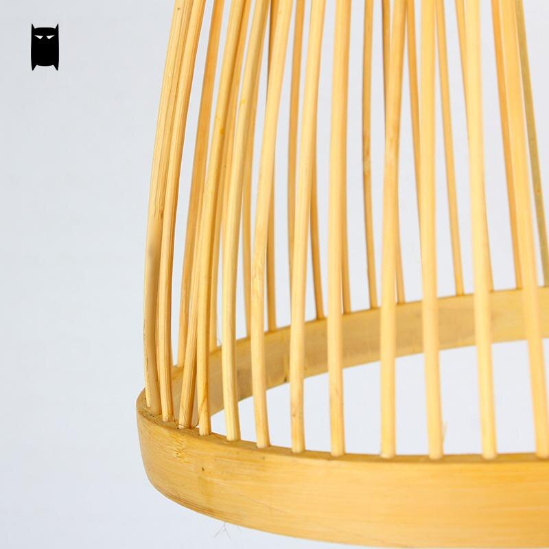 Bamboo Wicker Rattan Cage Pendant Light Fixture Asian Chinese Creative Japanese Style Lamp Suspension Luminaire Sushi Restaurant
