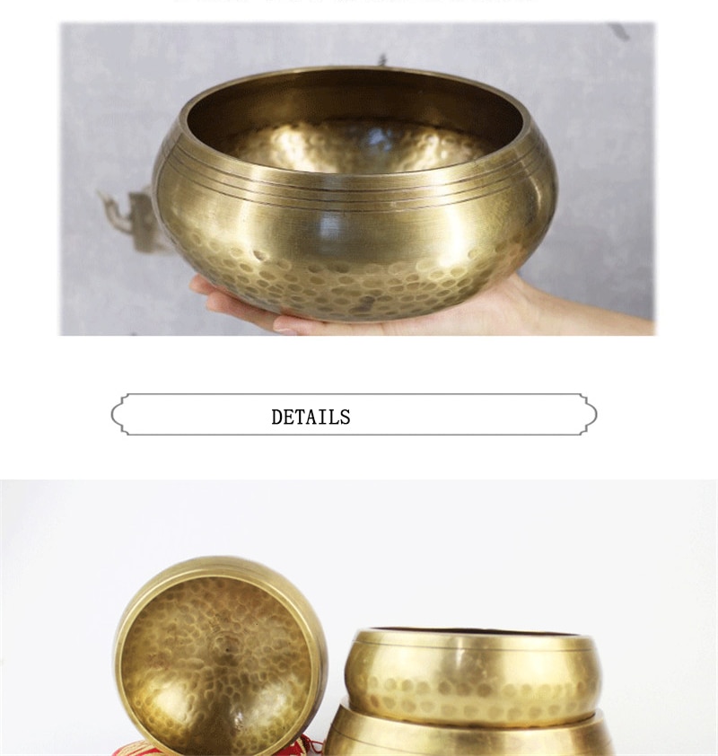 Brass Chime Bronze Qing Buddha Sound Bowl Nepal Tibet Chant Yoga Meditation Chanting Bowl Handicraft Sanskrit Brass Singing Bowl