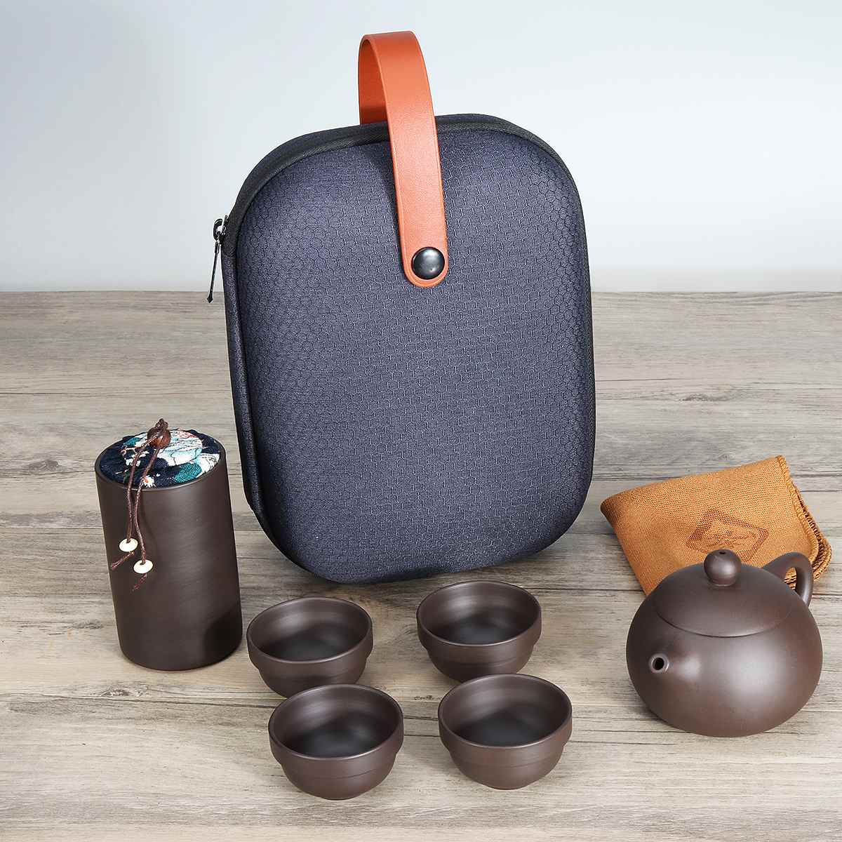 Teaware Sets Portable Teapot Tea Set Gift Chinese Purple Sand Tea Pot + 4 Cups + 1 Storage Bag Travel Drinkware Kitchen Tools