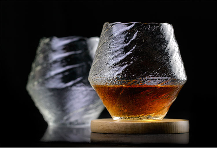 Japan EDO Blowing Snow Artwork Whiskey Neat Glass Wood Gift Box Niche Liquor XO Whisky Crystal Wine Glass Cognac Brandy Snifter