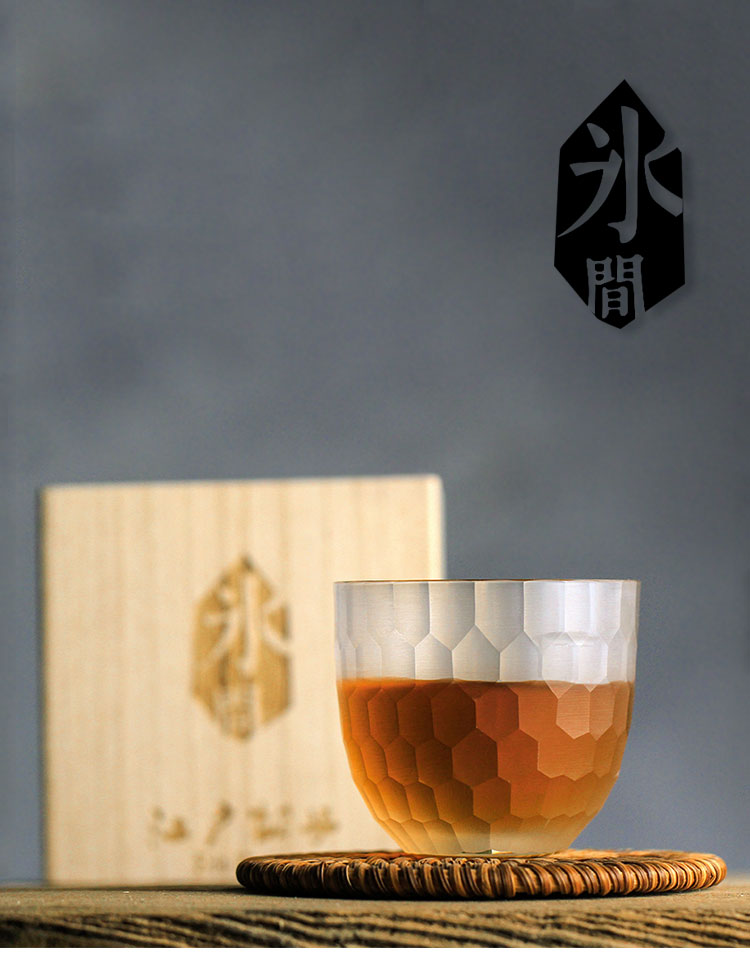 Japanese Style Honeycomb Pattern Crystal Whiskey Cup Limited Edition Collection Level Small Sake Wine Glass Kung Fu Tea Tumbler