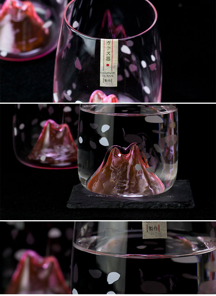 New Japanese Style Autumn Mountain Cup Lady Woman Girl Sweethearts Cherry Blossoms Whiskey Glass Brandy Whisky Wine Glasses Gift