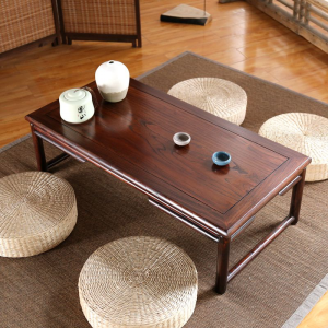 Japanese Rectangular Elm Wood Tea Table