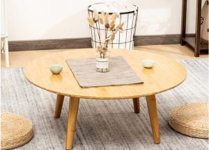 Japanese Minimalistic Round Table, Perfect For Tea Taking