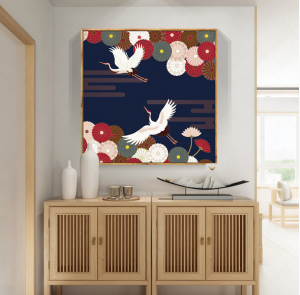 Japanese Washi Paper Art Wall Painting With Frame 70×70 cm
