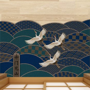 Japanese Blue Traditional Pattern Doormat Carpet
