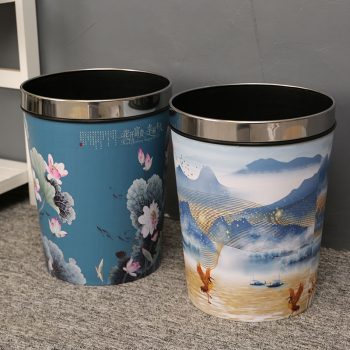 Ancient Chinese Painting Garbage Can Waste Bin