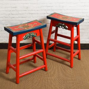 Nostalgia Chinese Solid Wood Hand-Painted Bar Stool – 4 Styles Available