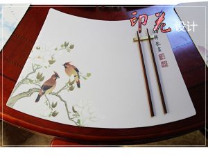 High-Grade Chinese Style Round Table Fan-Shaped Placemats – 5 Pieces Set
