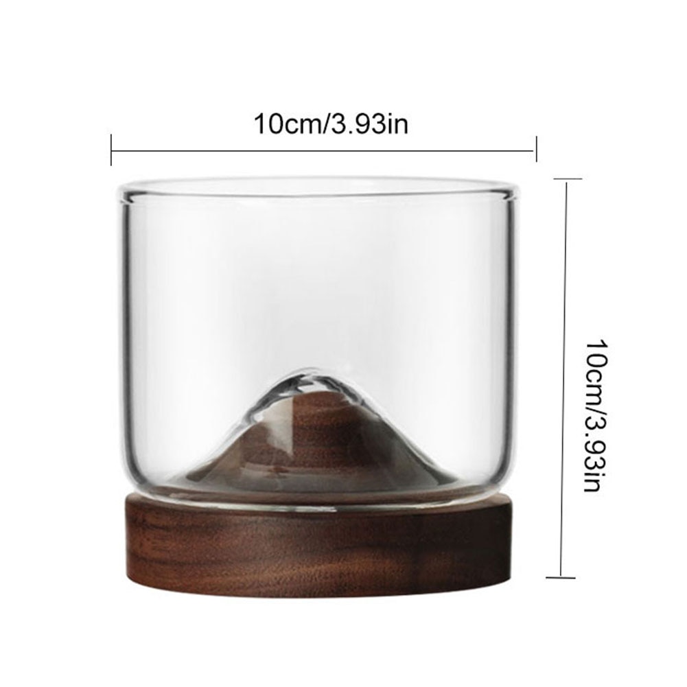 Whiskey Glass Small Glass Japanese Style Mountain Wooden Bottom Wine Glass tight texture beautiful waterproof easy to clean