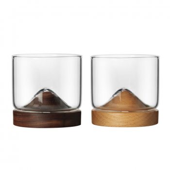 Japanese Style Mountain Wooden Bottom Glass - 2 Colors Available