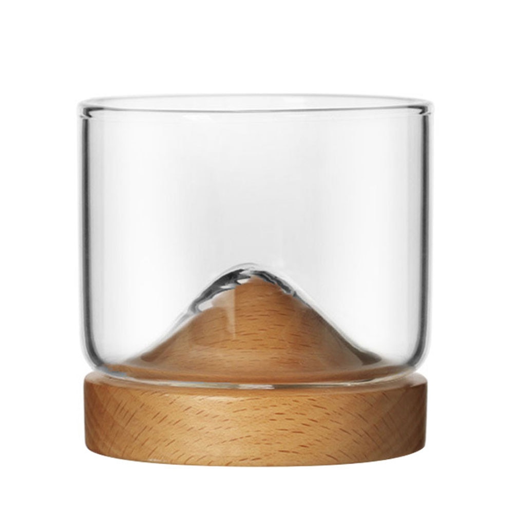 Whiskey Glass Small Glass Japanese Style Mountain Wooden Bottom Wine Glass tight texture beautiful waterproof easy to clean